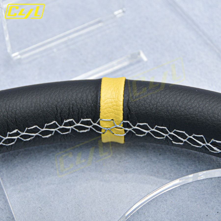 JDM Universal 13inch 2 Spoke SP Steering Wheel Deep Dish Leather Racing Sports Steering Wheel Blue Spoke