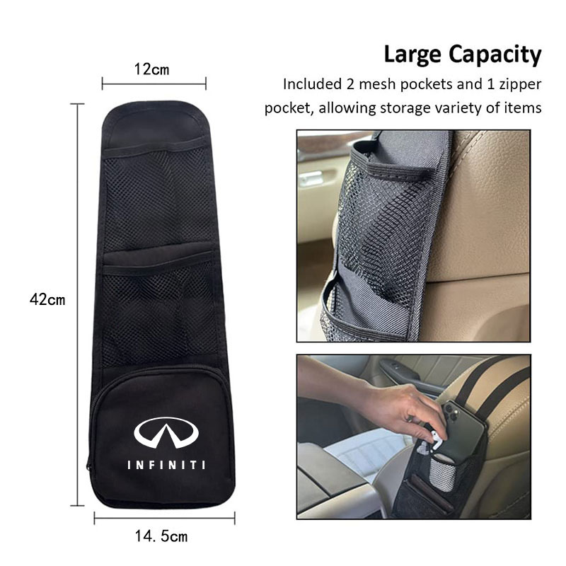 Car Seat Side Storage Bag Hanging Mesh Storage Pocket For Infiniti FX35 Q3050 ESQ QX50 QX60 QX70 EX JX35 G35 G37 EX3 Accessories