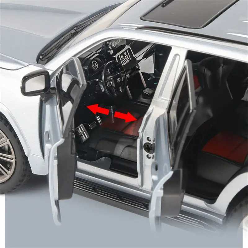 Diecast Model Cars 1 24 LX600 SUV Alloy Car Model Diecasts Metal Toy Off-road Vehicles Car Model High Simulation Sound and Light Childrens Toy Gift