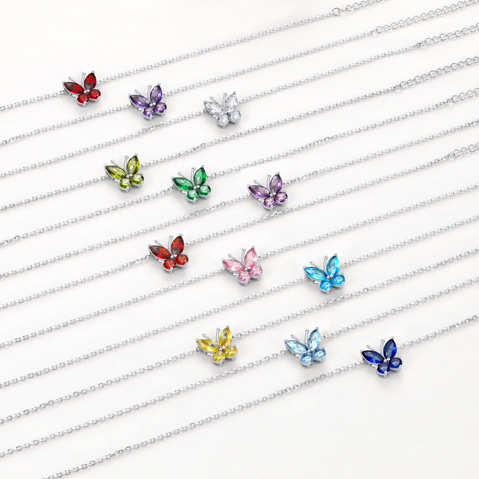U7 Butterfly Anklets for Women S925 Foot Bracelet Birthstone Sterling Silver Adjustable Beach Jewelry Length 8.5"-10.5"
