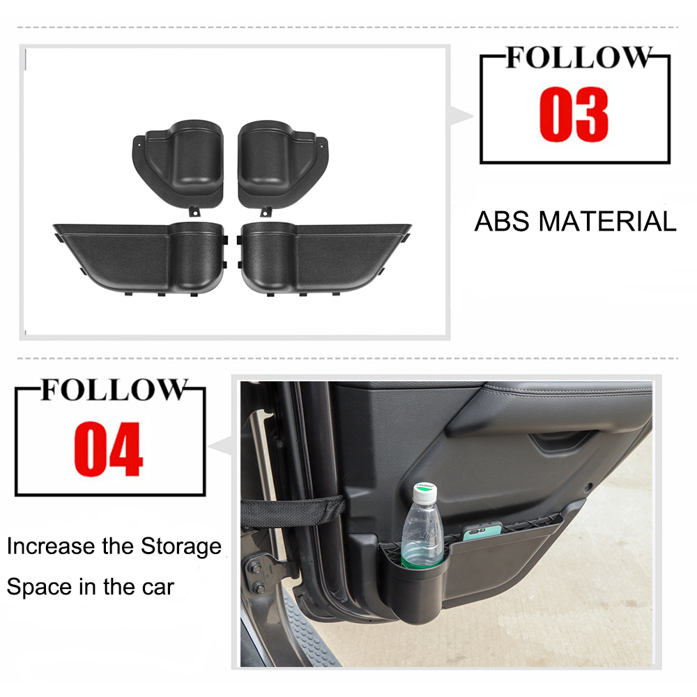 Car Front Rear Door Storage Pocket Organizer Box for Jeep Wrangler JL Gladiator JT 2018 2019 2020 2021 2022 Interior Accessories