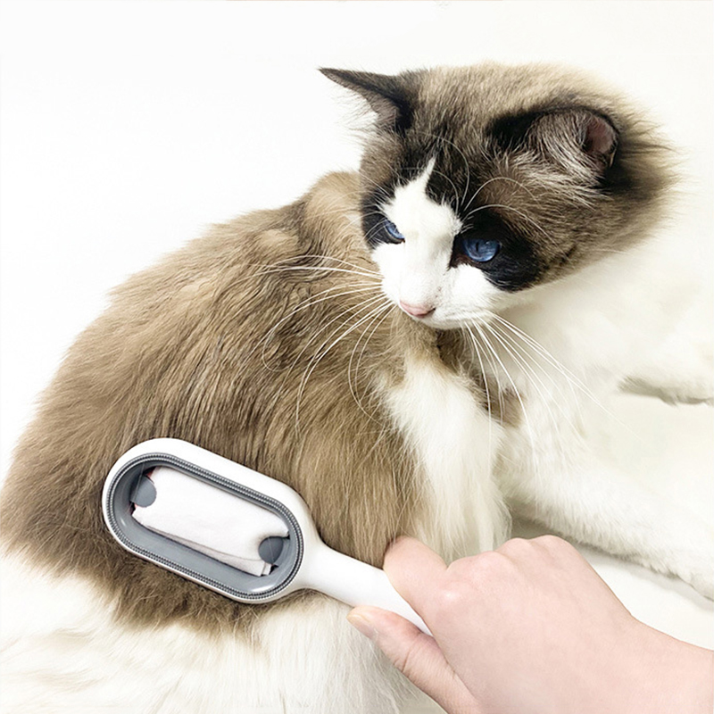 Cat Pet Grooming Brush with Disposable Wipes Sided Hair Removal Brushes Floating Hair Removal Comb for Cats Dog Pet Accessories