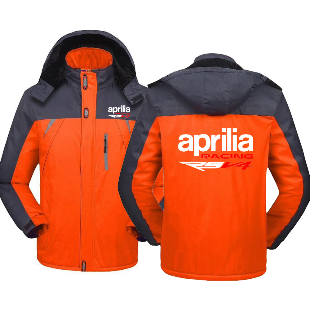 2023 Autumn Winter Men's Aprilia Racing RSV4 Logo Print Trendy Patchwork Thickened Zip High Quality Warm Mountaineering Clothing