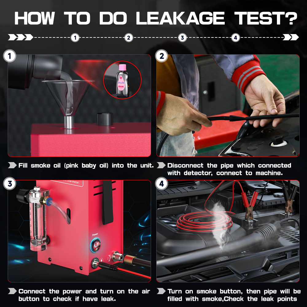 ANCEL S110 Pro Car Smoke Leak Detector With Air Pump EVAP Diagnostic Tool Vacuum Tester Fuel Pipe Leakage Locator For Car MOTO