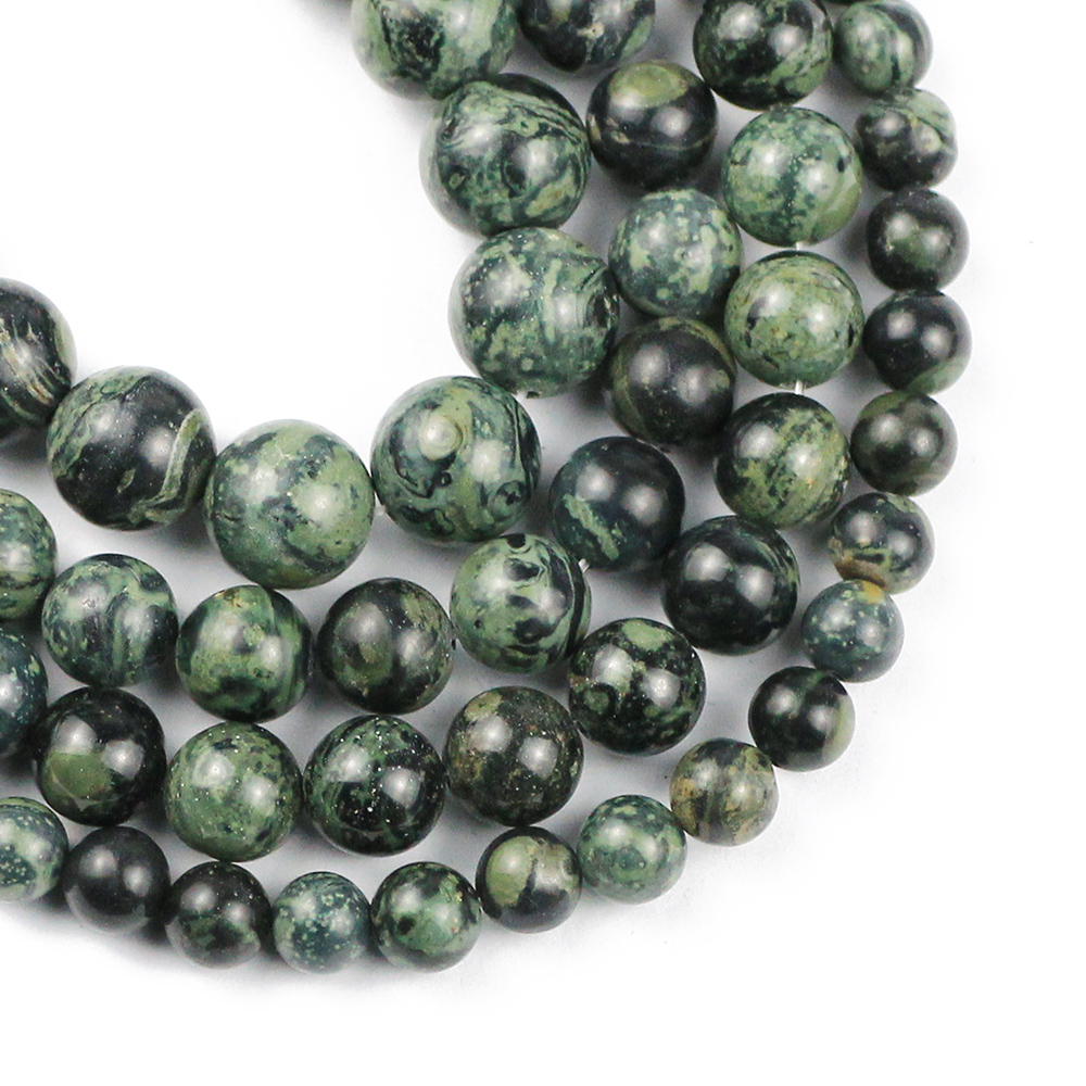 Natural Stone New kambaba jaspers Round Texture Green Spacer Loose beads for jewelry Making Bracelets DIY 6mm 8mm 10mm 15inch