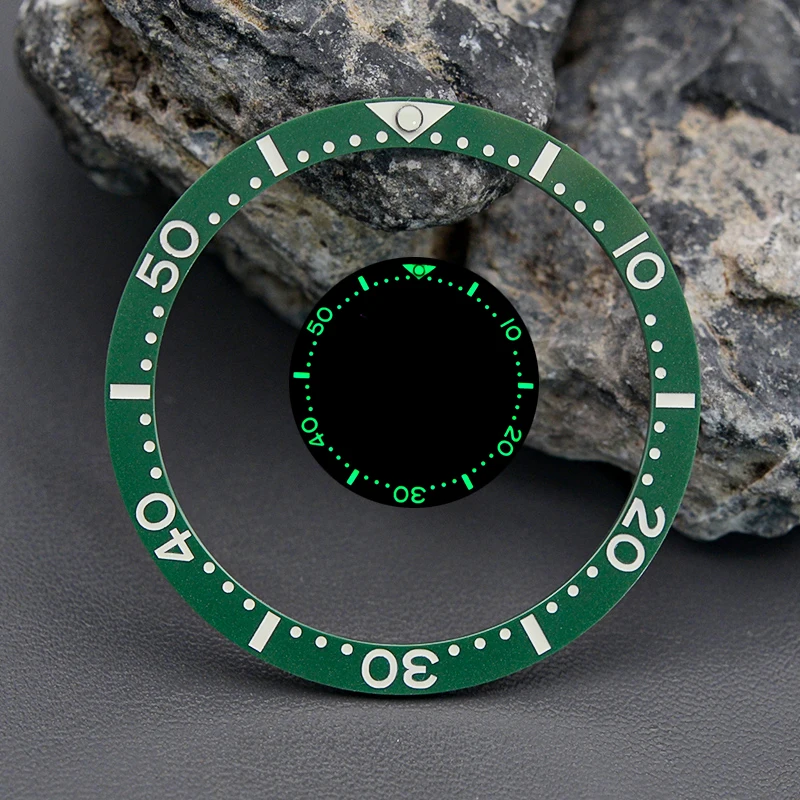 38MM C3 Green Luminous Ceramic Bezel Insert Fit SKX007 SKX009 SRPD Abalone Tuna Men's Watch Case With Seiko NH35 NH36 Movement