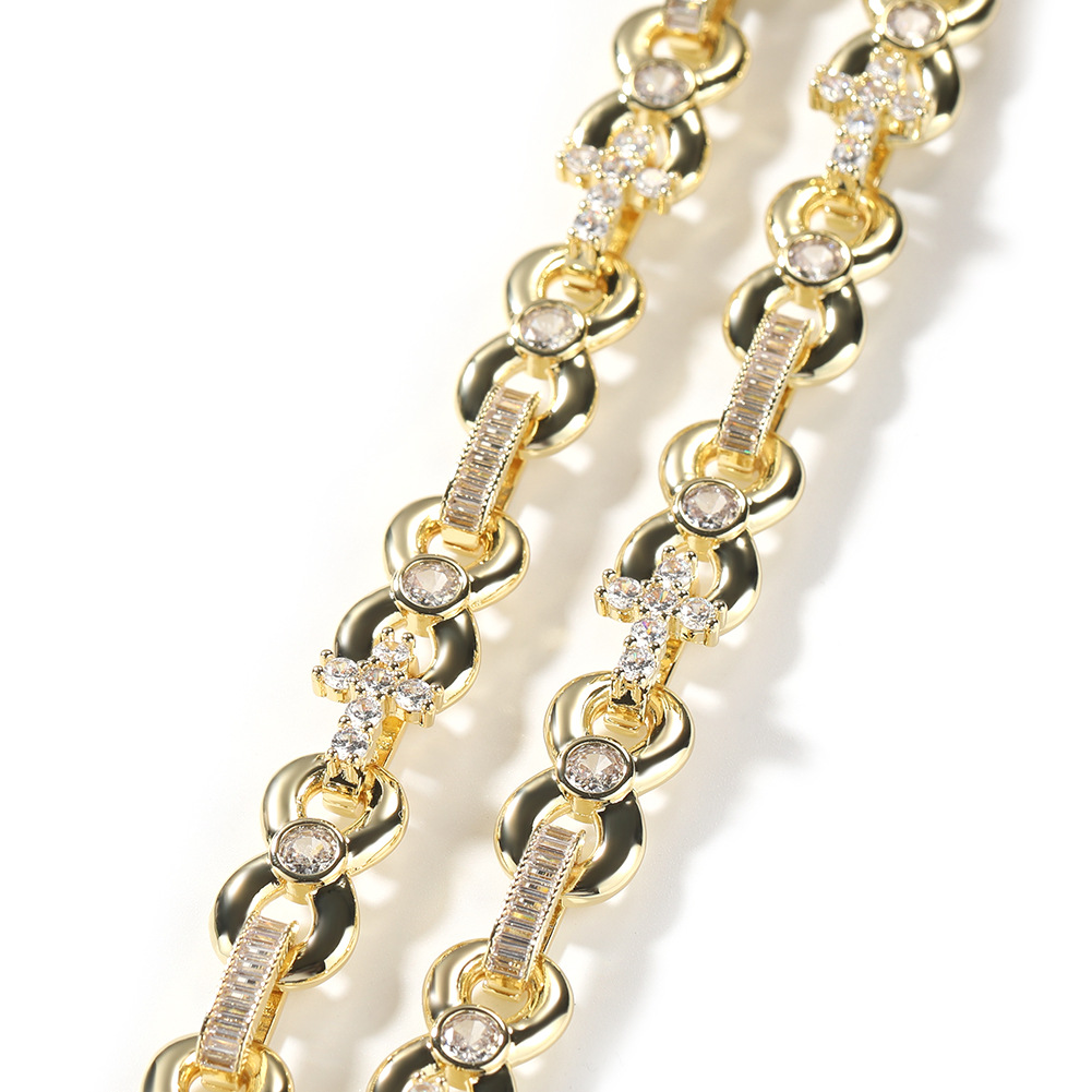 High Quality Hip Hop 12mm Infinite Cross Chain Necklace Bracelets 5A T Zircon Mens Jewelry Set