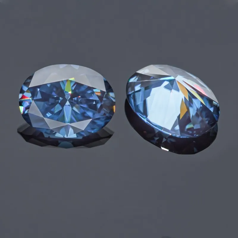 AIOSC Oval Cut Loose Real Moissanite Stone ViVid Blue Moissanites Gemstones for Diamond Ring with GRA Certificate Precious Gems