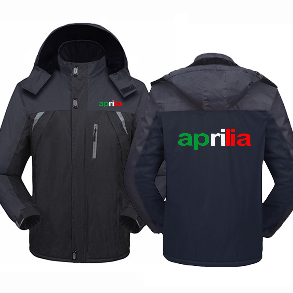 2023 Autumn Winter Men's Aprilia Racing RSV4 Logo Print Trendy Patchwork Thickened Zip High Quality Warm Mountaineering Clothing