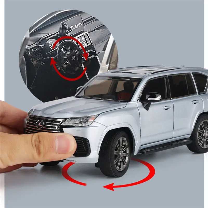 Diecast Model Cars 1 24 LX600 SUV Alloy Car Model Diecasts Metal Toy Off-road Vehicles Car Model High Simulation Sound and Light Childrens Toy Gift