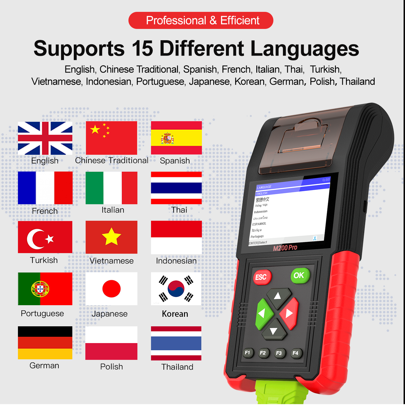 JDiag M200 Pro Motorcycle Diagnostic Tool Support ECU Remapping&programming Battery Tester Automotive Testing M200 M300 M100 PRO