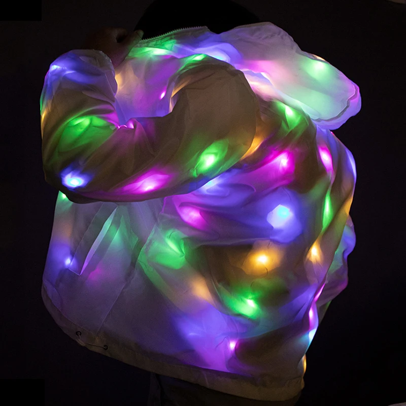 Light Up Rave Jacket Adult Kids Dance performance Fancy Dress Flash LED Lighs Waterproof Clothes cool night running props 0522