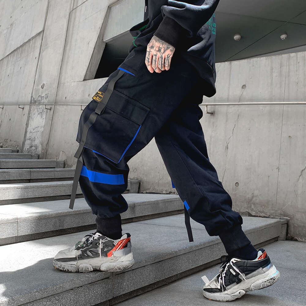 HOUZHOU Techwear Pants Haruku Cargo Trousers Male Hip Hop Loose Casual Streetwear Japanese Men Clothing Patchwork M522 60