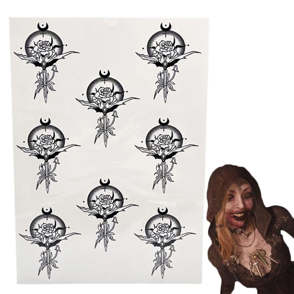 Game Village Lady Dimitrescu Daughter Bela Cosplay Tattoo Sticker Cassandra Daniela Unisex Adult Vampire Waterproof Temporary