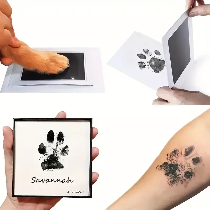2025 new Paw Print Ink Keepsake - Clean Touch Pawprint Pad Dogs & Cats, Memorial Footprint Kit, Pet Grave Markers for Cats