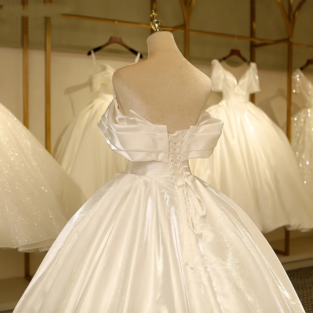 Vintage Pure Dubai White Wedding Dresses Bridal Ball Gowns Cathedral Train Crystal Beaded Vestido De Novia