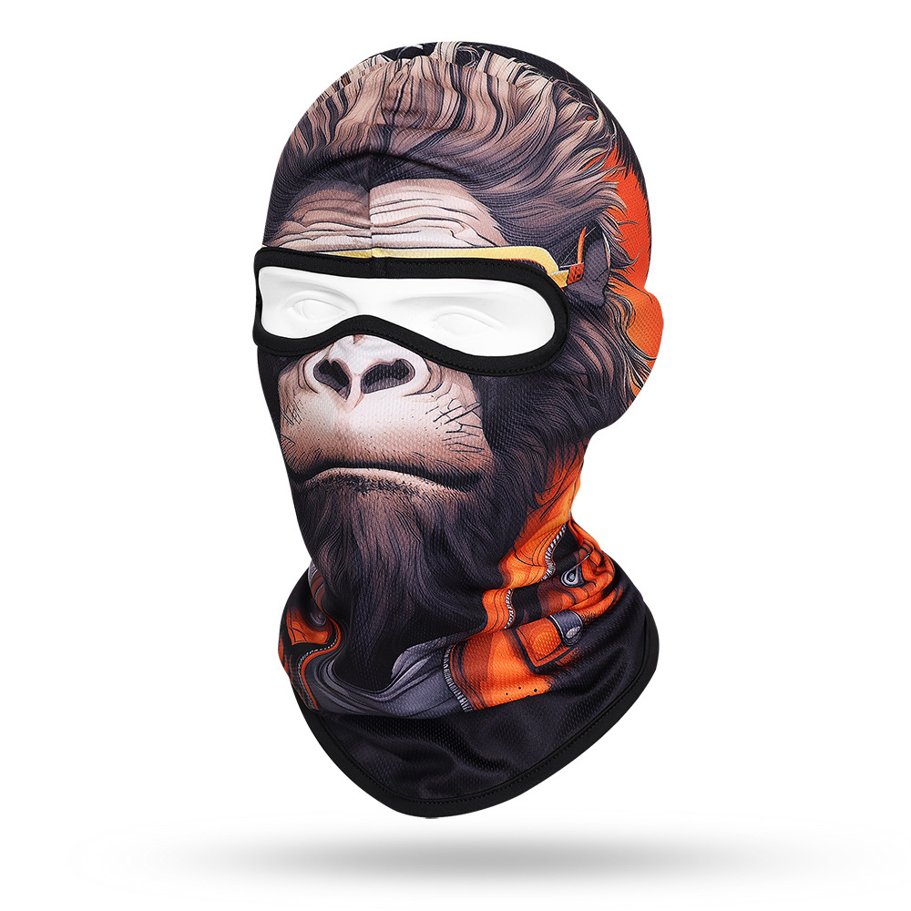 Quick Dry Breathable Headgear,New Cute 3D Animal Printed Mask,Motorcycle Motocross Biker Full Face Cap,Cycling Helmet Liner Hat,