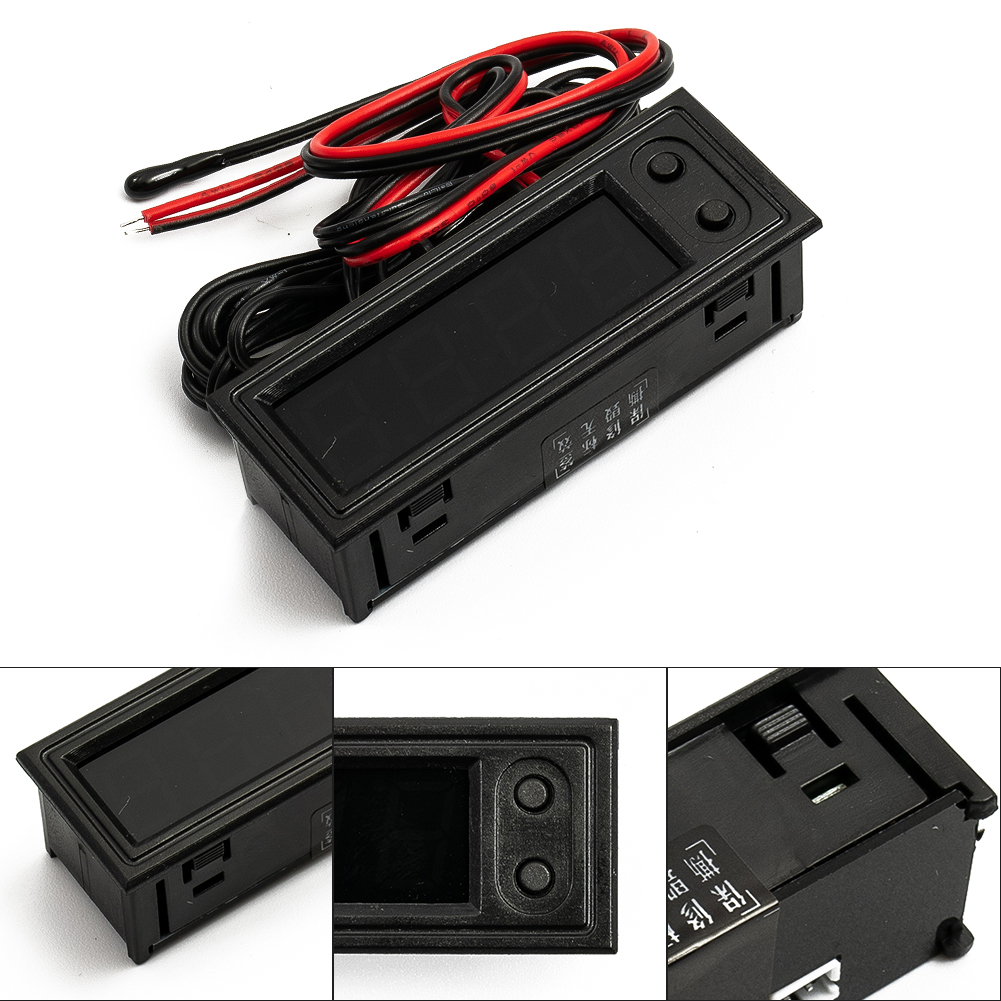 3in1 Vehicle Thermometer Clock LED Digital Voltmeter Panel Meter Red/Blue/Green 12V Car Electromobile Motorcycle