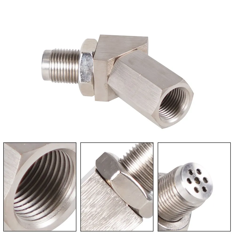 High quality 45 Degree O2 Oxygen Sensor Adapter Extender Spacer CEL Eliminator With Catalytic Converter P0420 P0430 Silver