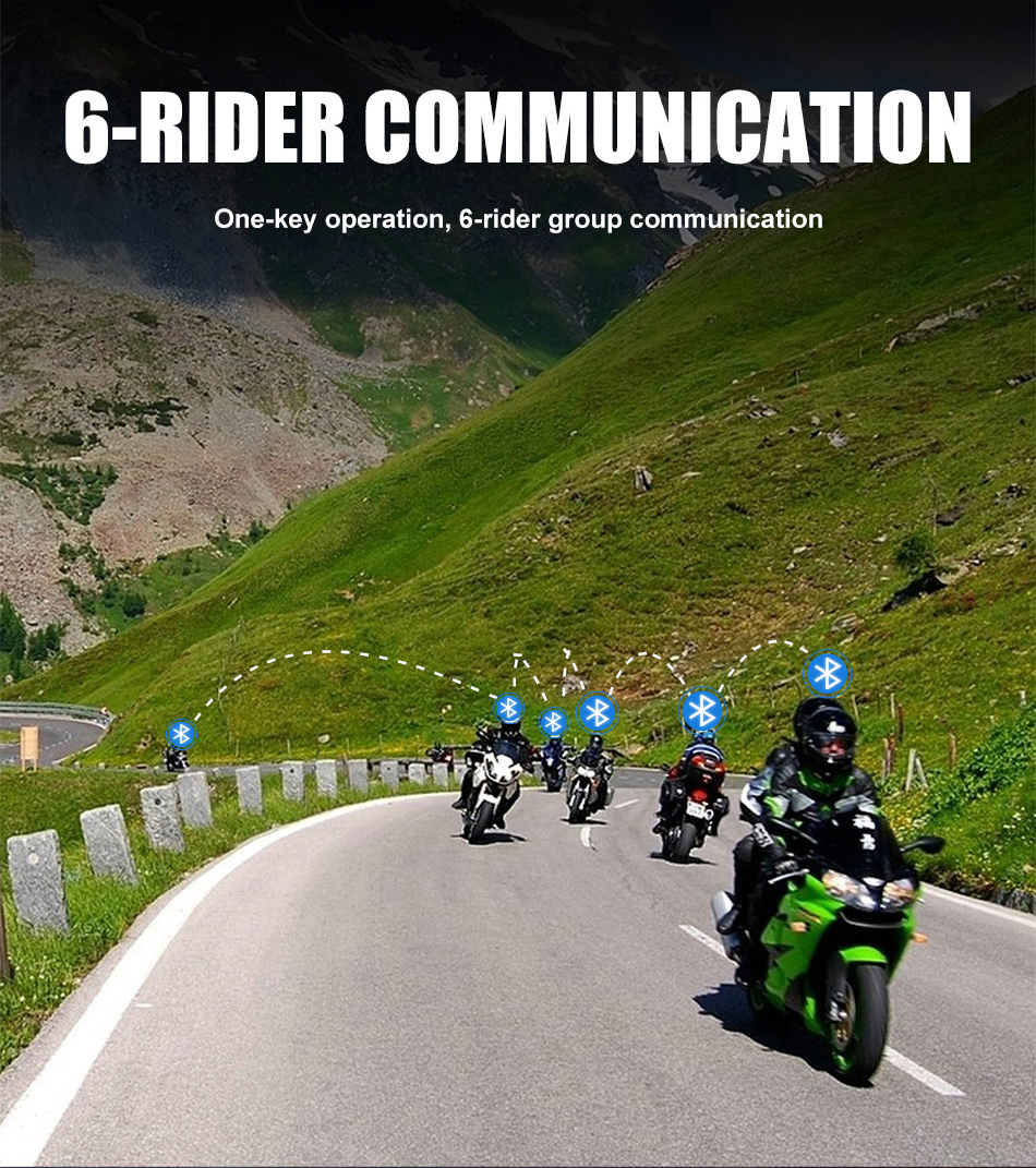 Mornystar S8 Motorcycle Intercom Helmet Bluetooth Headset 6 Rider Speaker Headphone Music Sharing FM Motorbike Head Interphone