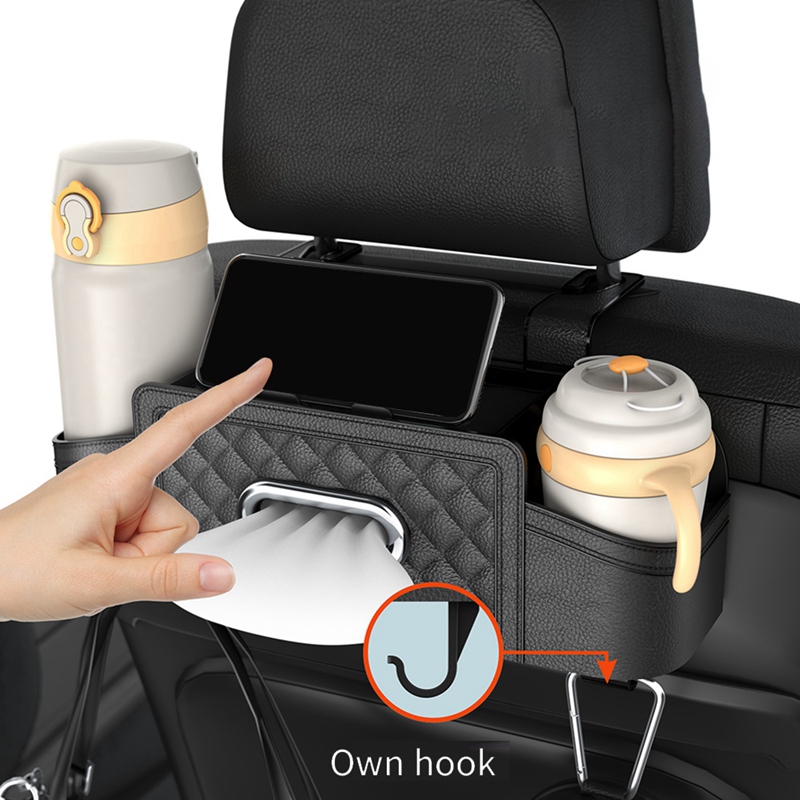 Car Seat Back Storage Box Multifunctional Auto Tissue Universal Backseat Water Cup Holder Hanging Organizer