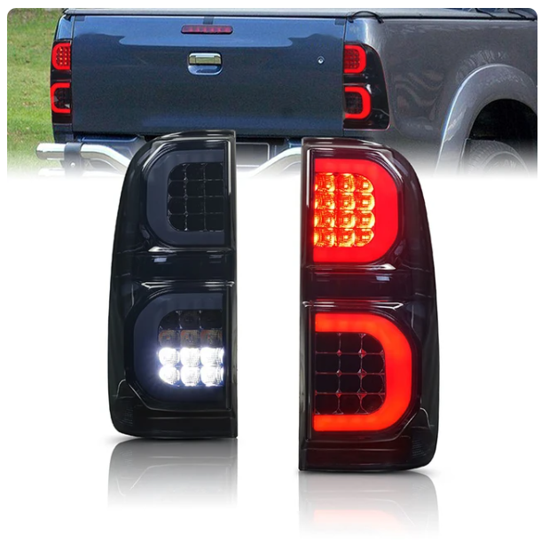 2PCS LED Tail Light Rear Running Light+Brake+Reverse Lamp+ Amber Turn Signal Taillight Assembly For Hilux Vigo 2005-2015