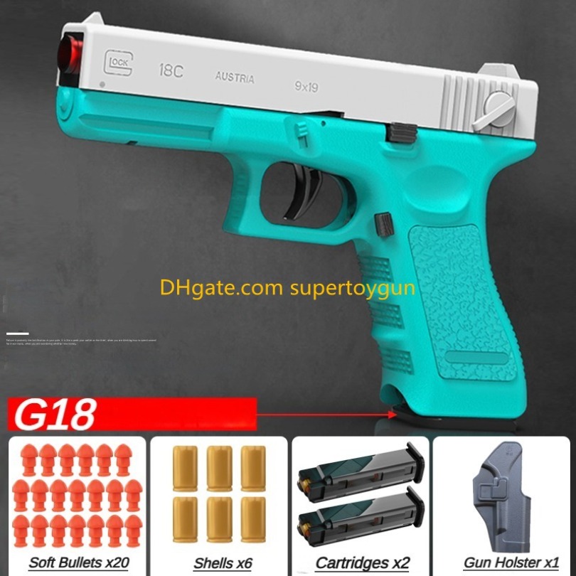 Shell Ejection Pistol Handgun Toy Gun Blaster with Extra Magazine Continuous Shooting Model Launcher For Adul