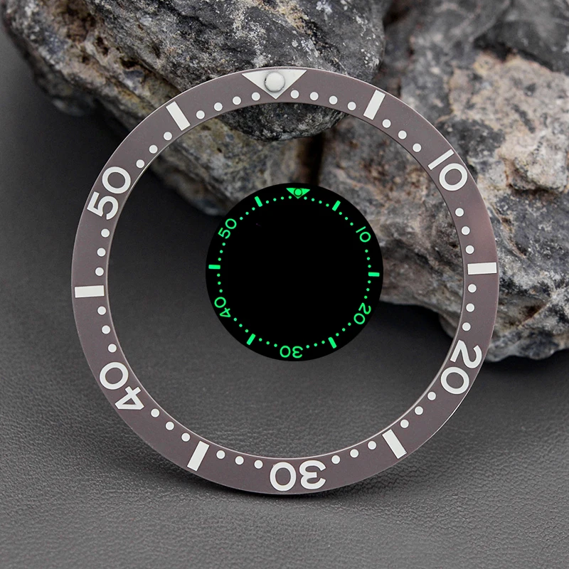 38MM C3 Green Luminous Ceramic Bezel Insert Fit SKX007 SKX009 SRPD Abalone Tuna Men's Watch Case With Seiko NH35 NH36 Movement