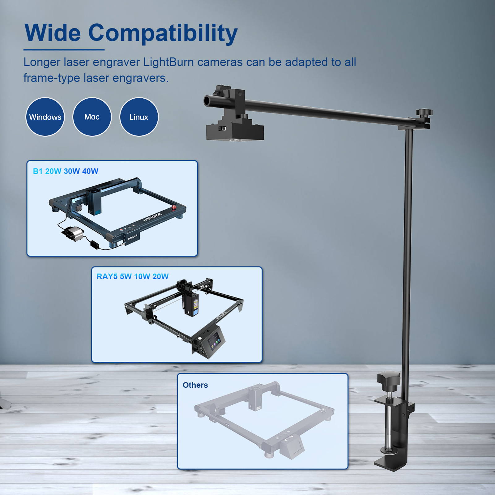 LONGER Lightburn Camera High 8MP Positioning and Recording 700*520mm Photography Range Support Real-time Monitoring