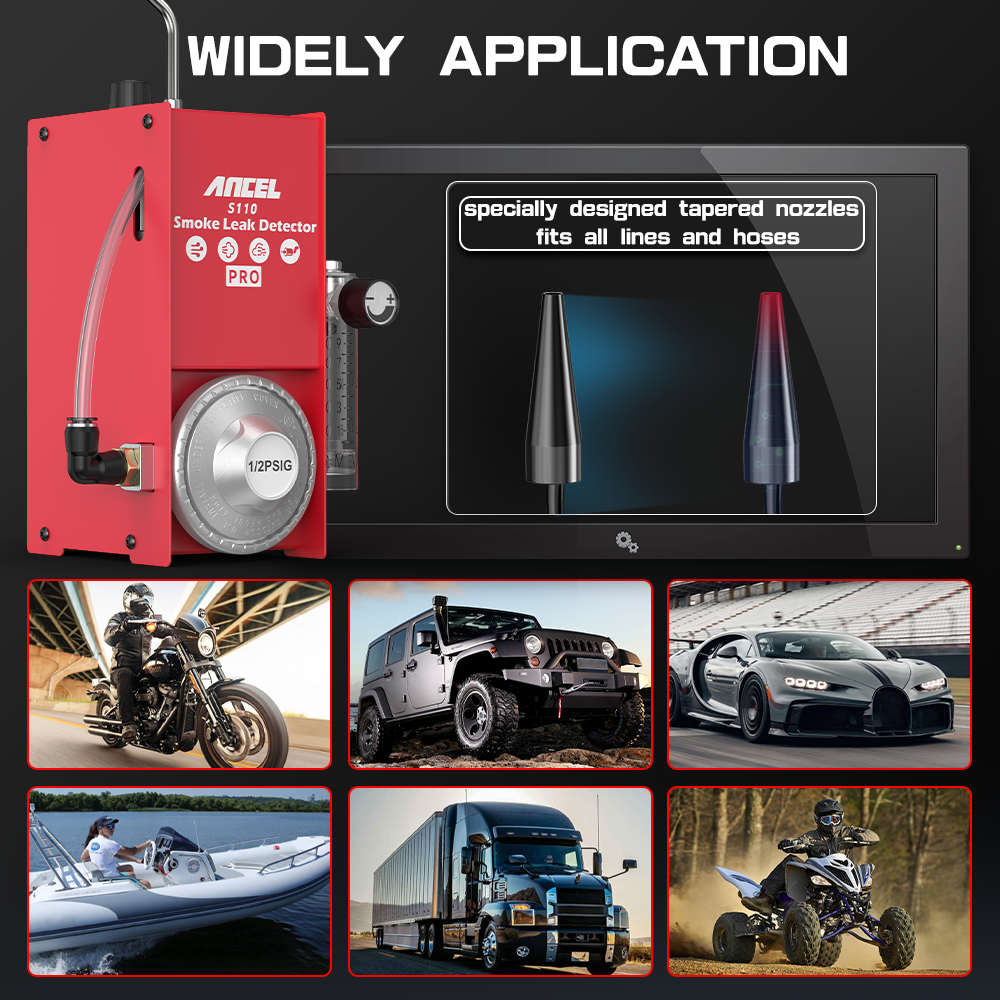 ANCEL S110 PRO Car Smoke Leak Detector 12V Automotive EVAP Leakage Gas Leakage Locator Oil Pipe Generator Diagnostic Tool