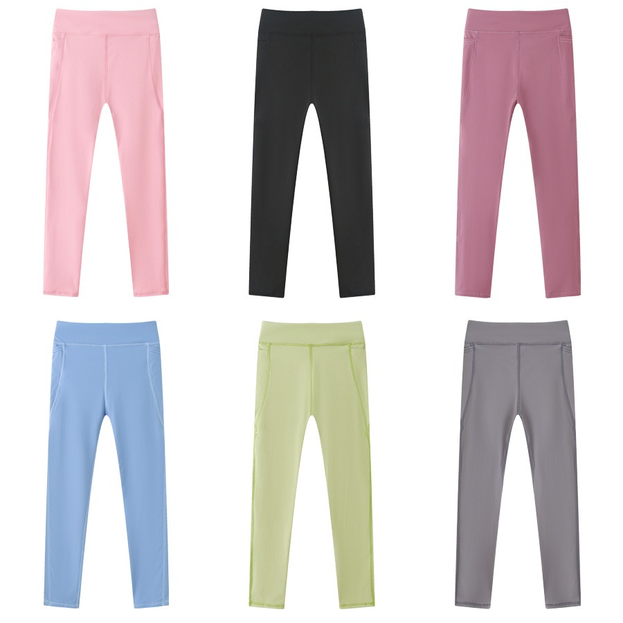 8-12 Years Girls Sports Leggings Pocket Butter Soft Kids Dance Workout Running Pants Children Sportswear Active Tights Clothing