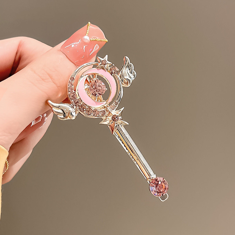 Anime Cute Duck Beak Clip Card Captor Sakura Pink Angel Girl Wing Jewelry Cosplay Magic Wand Hair Spring Clip Hair Cord Ornament