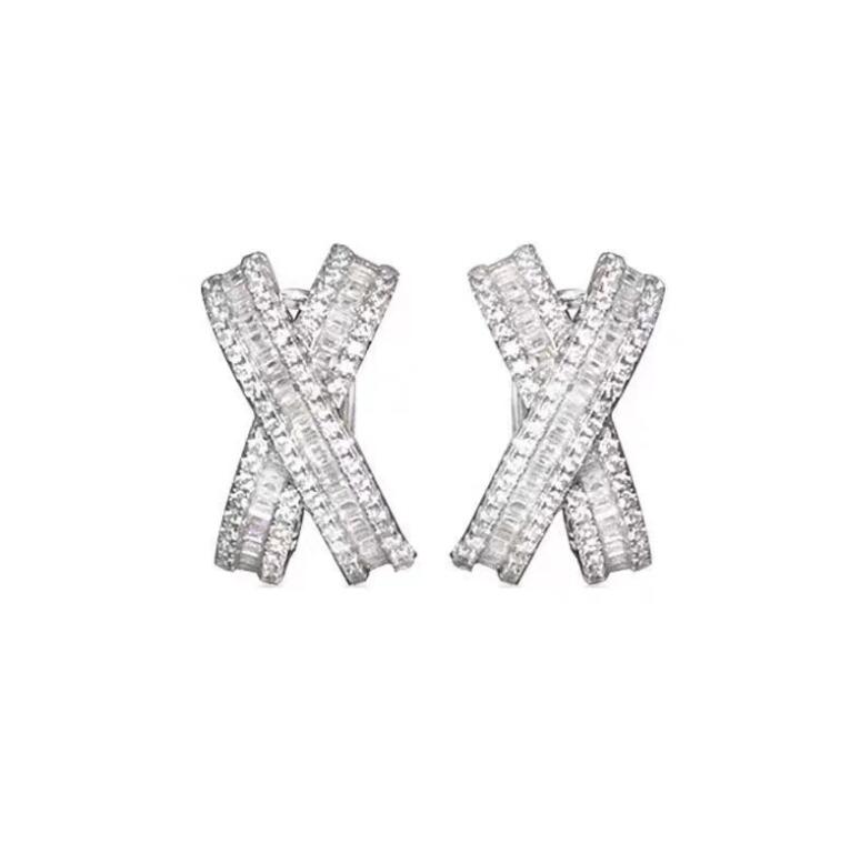 Womens On Sterling Sier Princess Cut Moissanite Cross Clip Earrings Bow Design for Women Free shipping