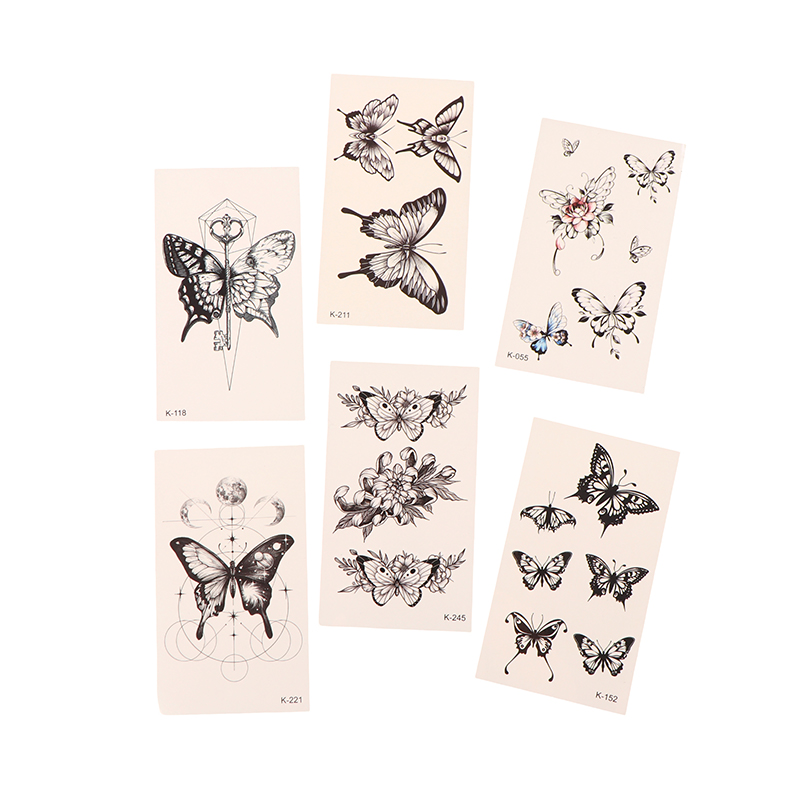 Waterproof Temporary Tattoo Stickers Butterfly Rose Kawaii Transfer Flash Tattoo Women Neck Hand Body Art Fake Tattoos Men