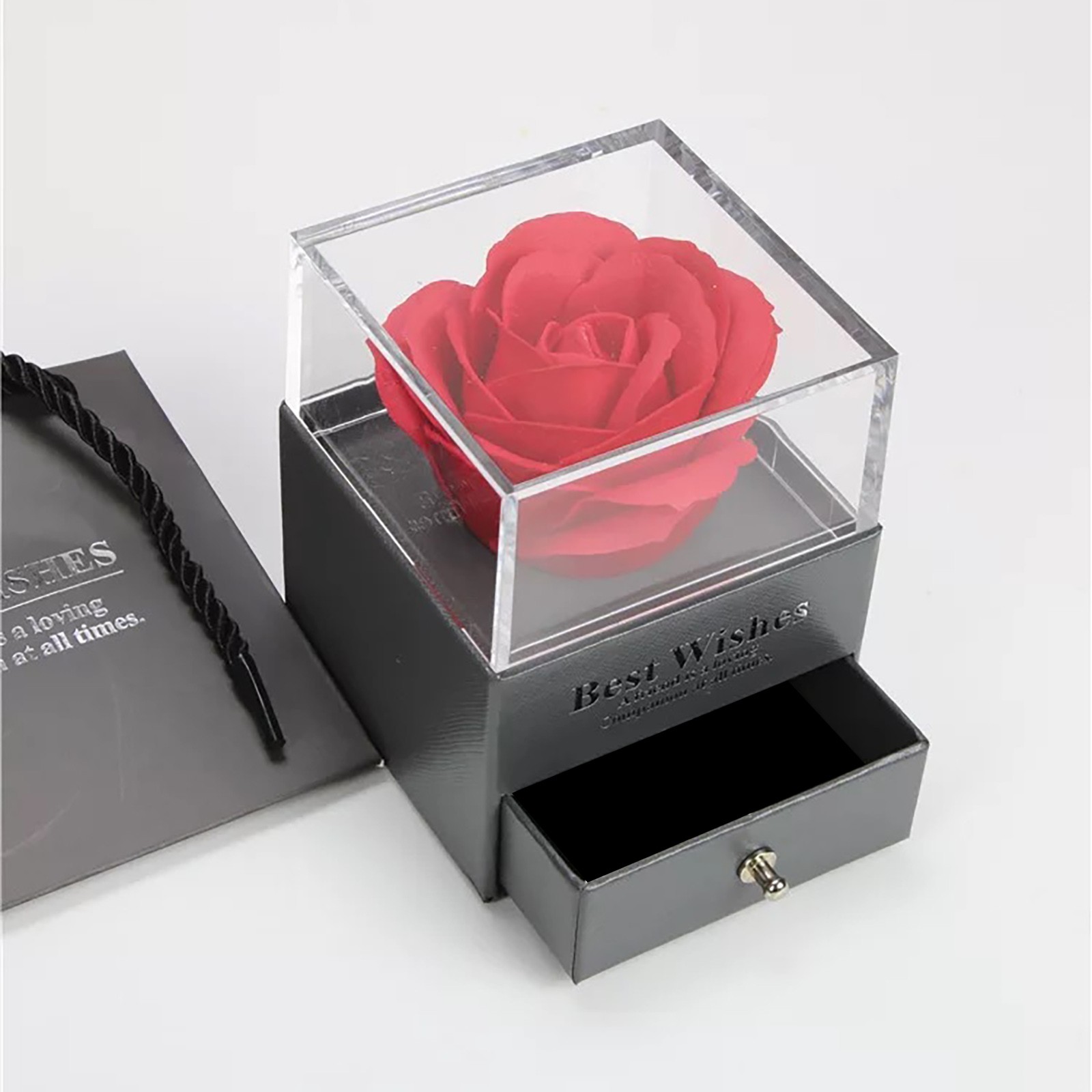 Rose double-layer drawer jewelry box organizer Valentine's Day Everlasting Flower Gift Box necklace jewelry boxes and packaging