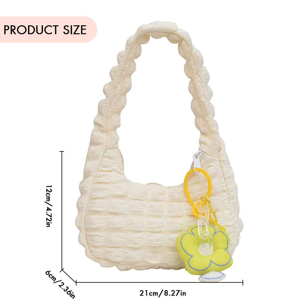 Women Shoulder Bag Cloud Underarm Bag Pleated Casual Tote Bag Solid Handbags