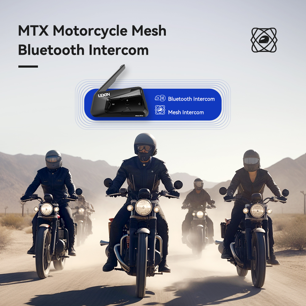 New 2023 Lexin MTX MESH & Bluetooth Intercom For Motorcycle Helmet Headset,Mesh intercom up to 24 people within 2 km range