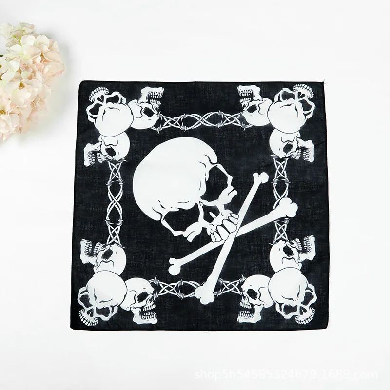 55*55cm Polyester Pirates Skull Leaves Reggae Bandanas Men Hiphop Headband Headscarf Women Neckerchief Headwear Handkerchief