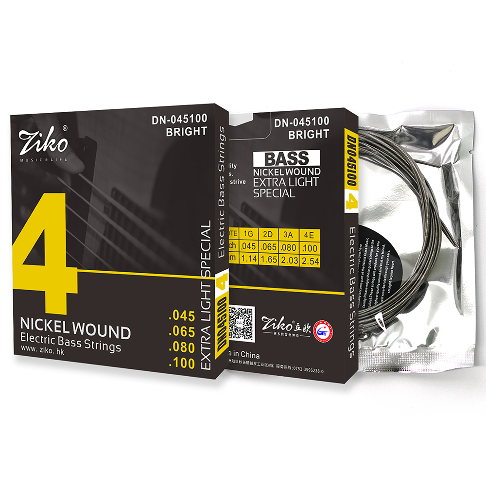 ZIKO 4-String Bass Guitar Strings DN-045100 Hexagonal Steel Core Nickel Wound Bass Guitarra Strings Guitar Parts & Accessories