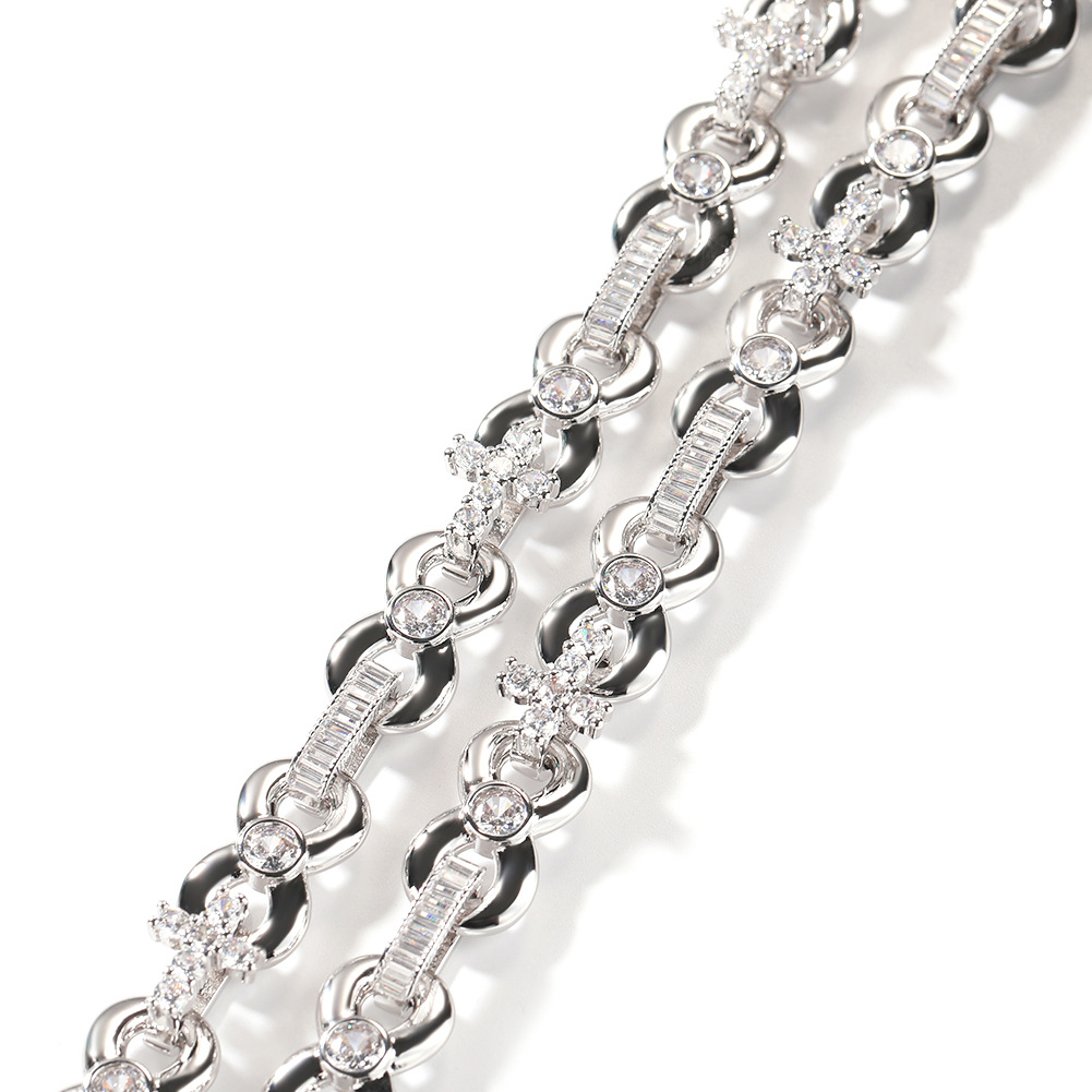 High Quality Hip Hop 12mm Infinite Cross Chain Necklace Bracelets 5A T Zircon Mens Jewelry Set