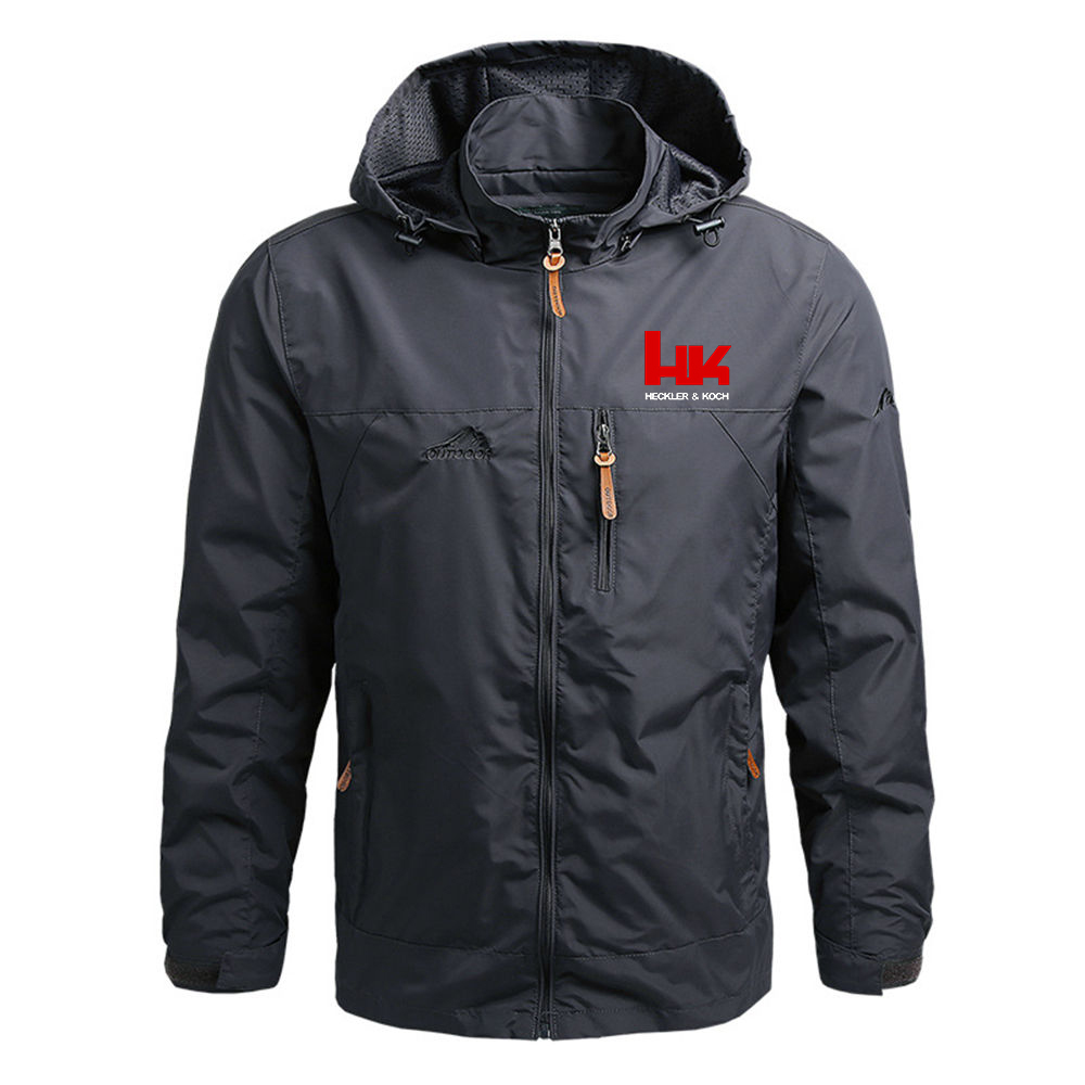 Hk Heckler Koch No Compromise Men Bomber Jacket Long Sleeve Hooded Trench Coat Jacket Fall Winter Coat Outdoor Zipper Waterproof