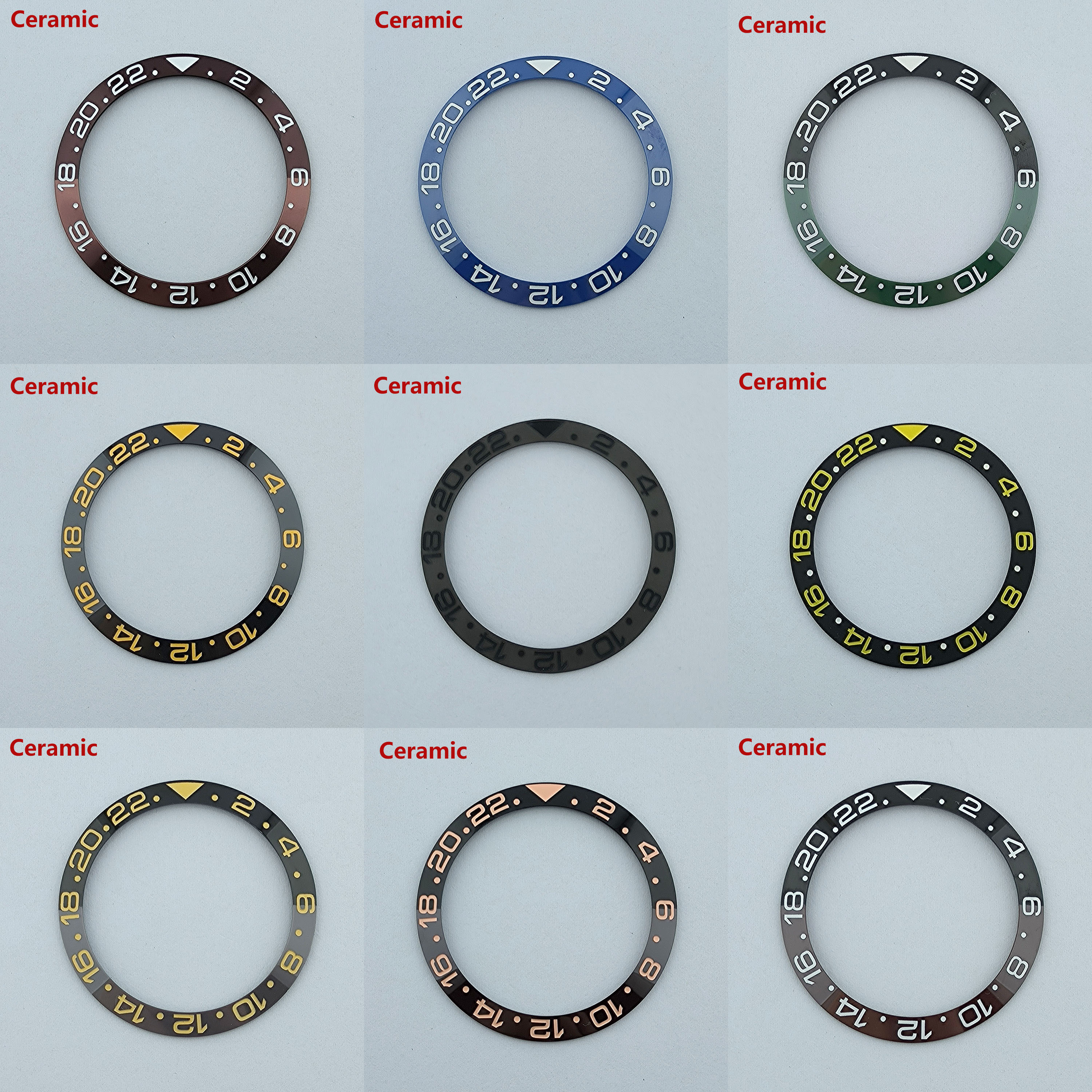 38mm ceramic/aluminium insert bezel watch green/blue luminous bezel is tilted for 40mm SUB case watch accessory repair tool