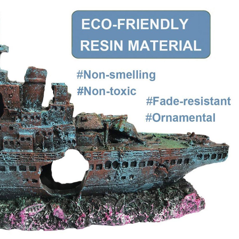 1PC Aquarium Fish Tank Decorations Landscape Pirate Ship Wreck Ship Decor Resin Boat Ornament Aquarium Accessories Decoration