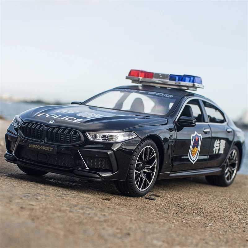 Diecast Model Cars 1 24 M8 MH8 Alloy Car Model Diecasts Metal Toy Police Vehicle Car Model Collection Sound and Light Simulation Childrens Toy Gift