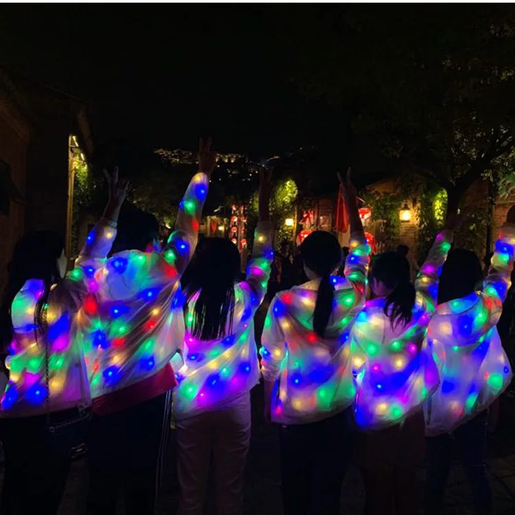 Light Up Rave Jacket Adult Kids Dance performance Fancy Dress Flash LED Lighs Waterproof Clothes cool night running props 0522