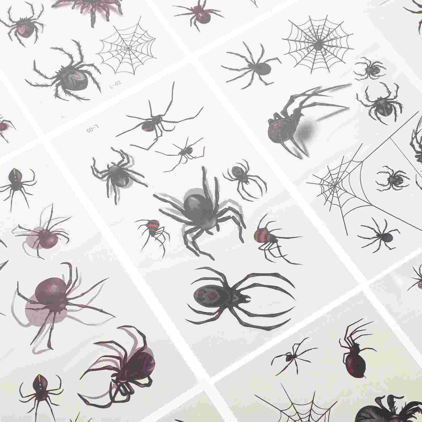 20 Sheets Spider Tattoo Sticker Spiderweb Tattoos Stickers Transfer Cobweb Temporary