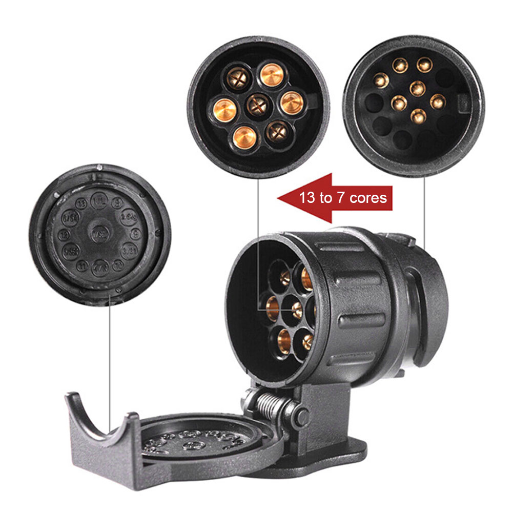 13 To 7 Pin Trailer Plug Adapter Durable Mini Caravan Converter 12V Mini Socket Adapter for Towing Truck for Touring Car Trailer