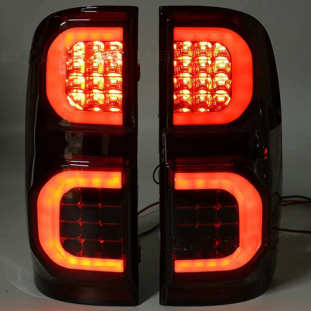 2PCS LED Tail Light Rear Running Light+Brake+Reverse Lamp+ Amber Turn Signal Taillight Assembly For Hilux Vigo 2005-2015