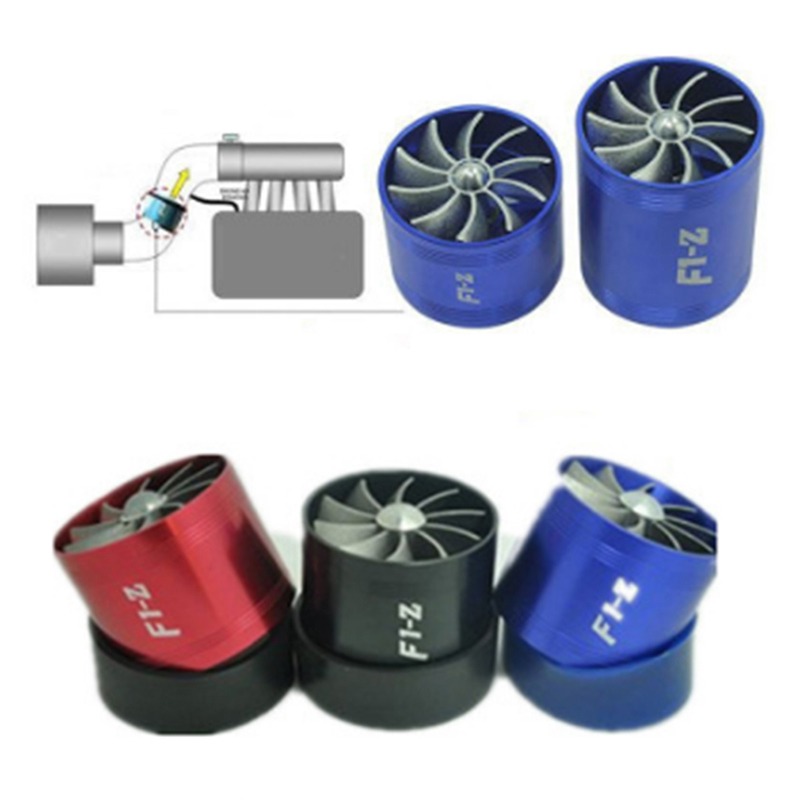 Car Turbine Supercharger Turbo Charger Single Double Air Filter Intake Fan Fuel Gas Saver Kit Auto Replacement Part