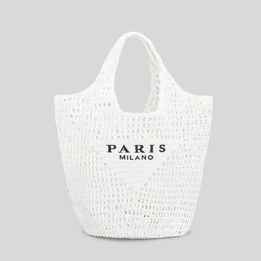 Casual Hollow Straw Women Shoulder Bags Designer Letters Handbags Paper Woven Large Tote Bag Handmade Summer Beach Purses 2023